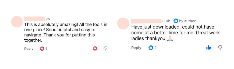 Genuine RESET Facebook feedback