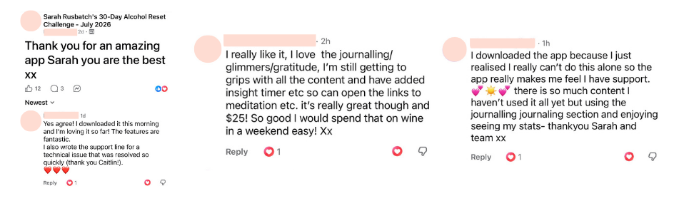Genuine RESET Facebook feedback