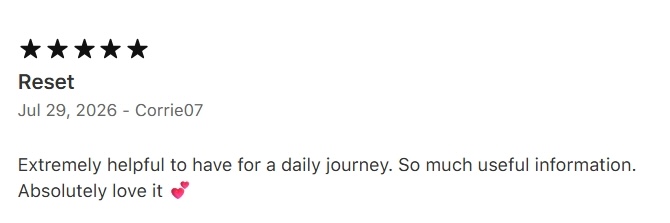 Five-star RESET App Store review