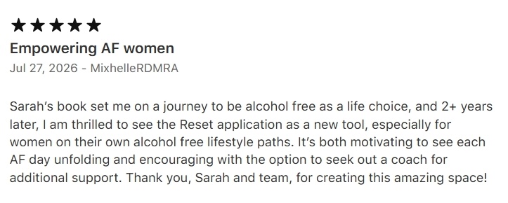 Five-star RESET App Store review