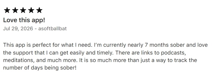 Five-star RESET App Store review