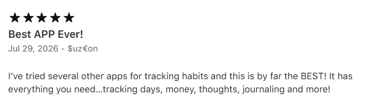 Five-star RESET App Store review
