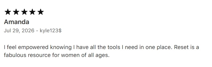 Five-star RESET App Store review