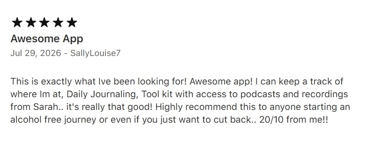 Five-star RESET App Store review