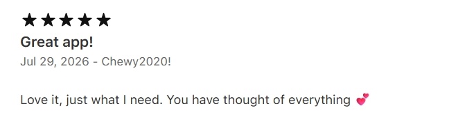 Five-star RESET App Store review