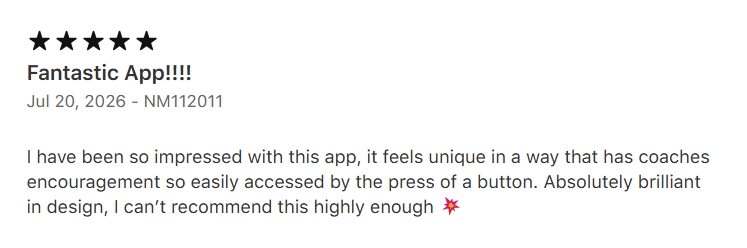 Five-star RESET App Store review
